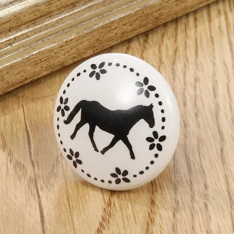 Bouton de porte céramique <br> Cheval