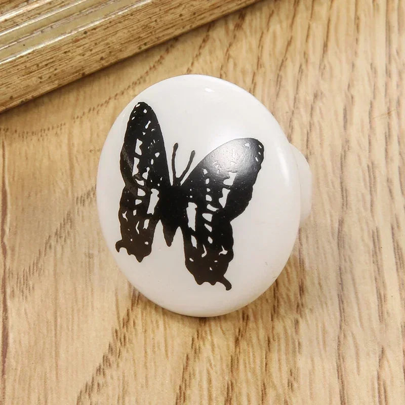 Bouton de porte céramique Papillon