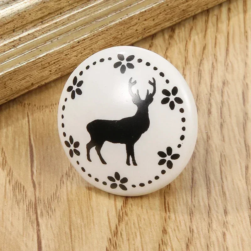 Bouton de porte céramique <br> Cerf